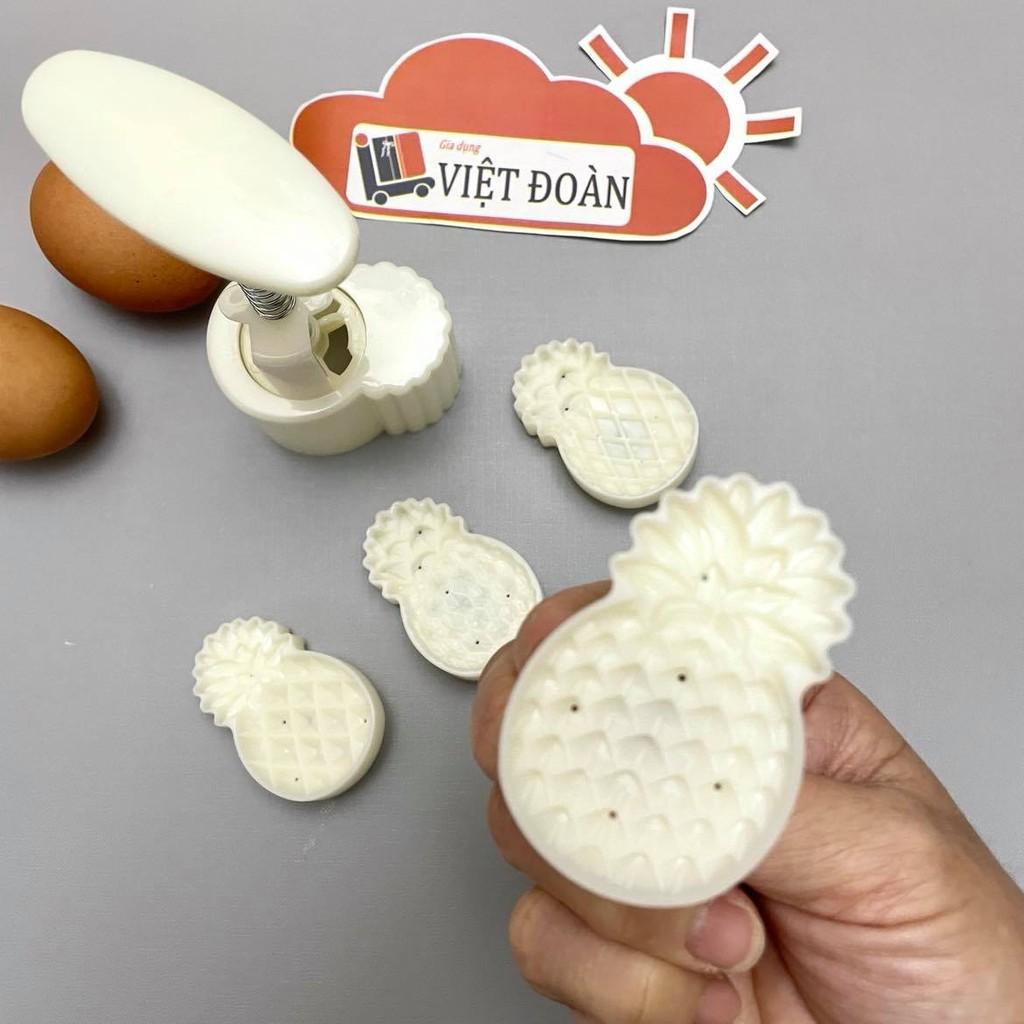Khuôn Trung Thu 3D Siêu Sắc Nét - Hình QUẢ DỨA 4 mặt 50g , mẫu mới. Đồ Gia Dụng nhà bếp pha chế làm bánh nguyên liệu