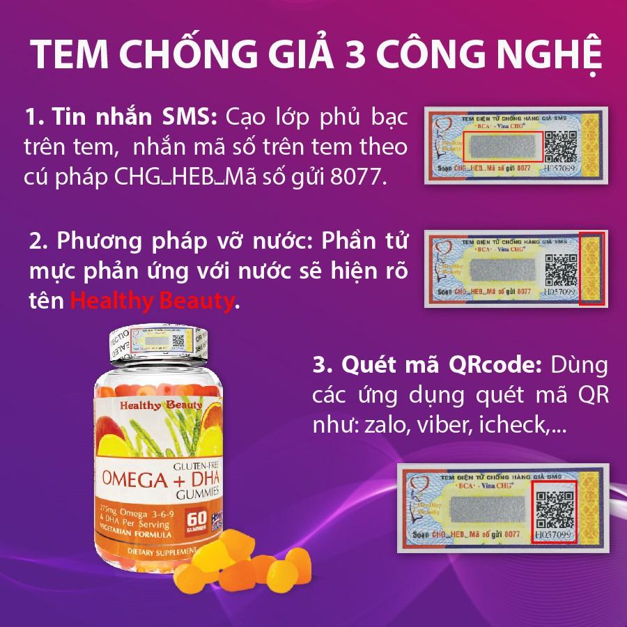 Viên Uống Gummies Healthy Beauty Bổ Sung Omega, DHA Giúp Phát Triển Não Bộ Và Sáng Mắt Cho Bé - 60 Viên Nhai