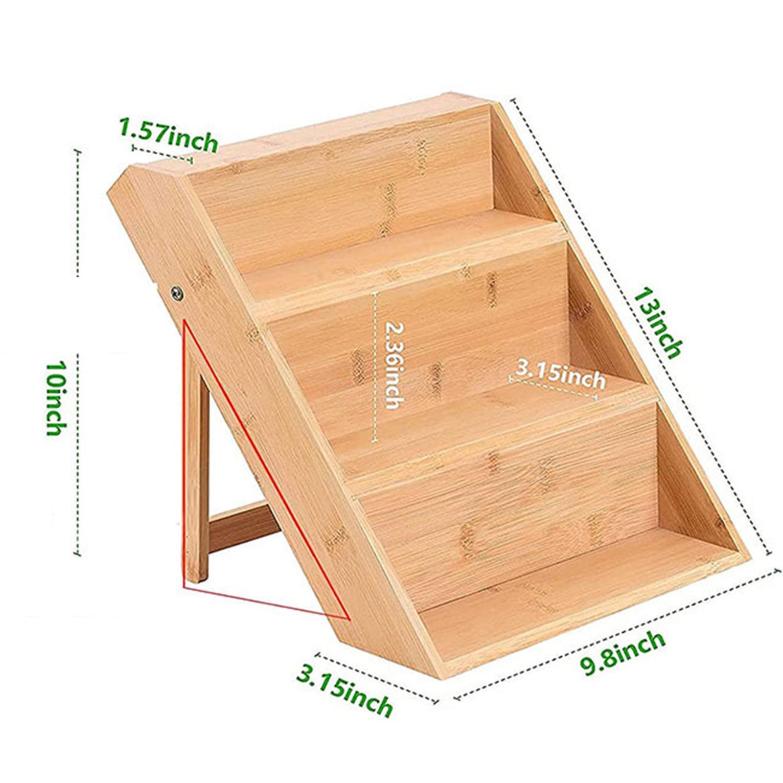 Multifunction Bamboo Spice Rack Space Saving Bamboo Spice Rack Organizer Seasoning Organizer for Makeup Spice Cabinet Seasoning Organizer