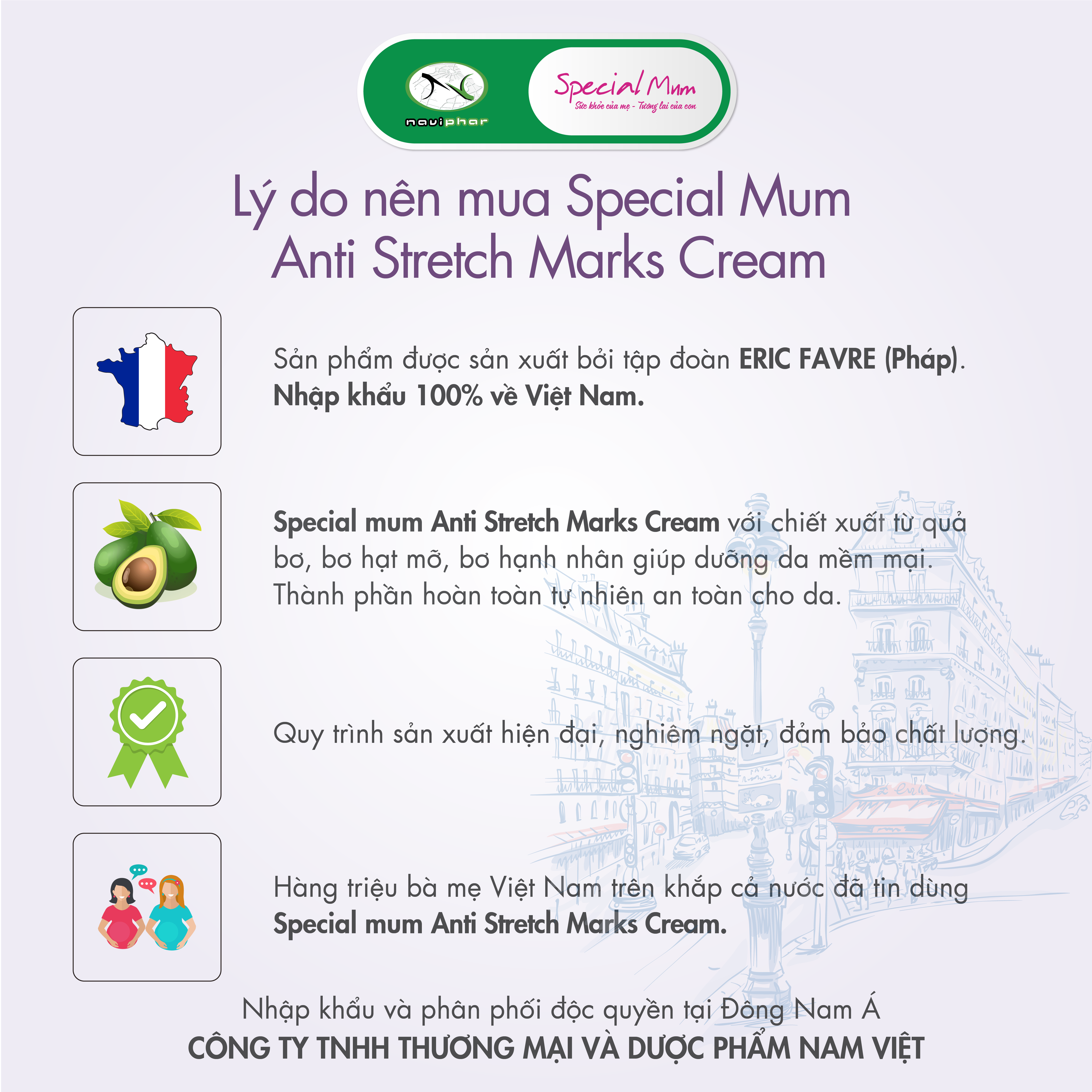 Special Mum Anti Stretch Marks Cream - Hỗ trợ làm mờ các nếp nhăn trên da, rạn da, dưỡng ẩm da [Nhập khẩu Pháp]