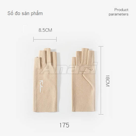 Găng tay chống nắng nữ Anasi FS686 - Vải nỉ mỏng, mịn, không xù lông