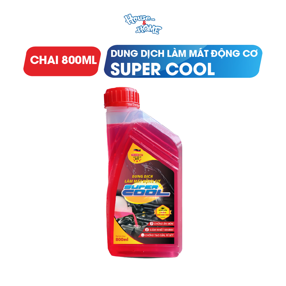 Nước làm mát động cơ oto Super Cool màu hồng dung tích 800ml