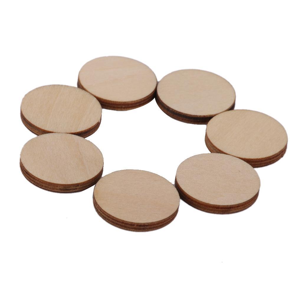 40Pieces Unfinished Wooden Round Discs Blank Plain Cutouts Wood Slices Circle Embellishments Scrapbooking DIY Craft Decoration Cards