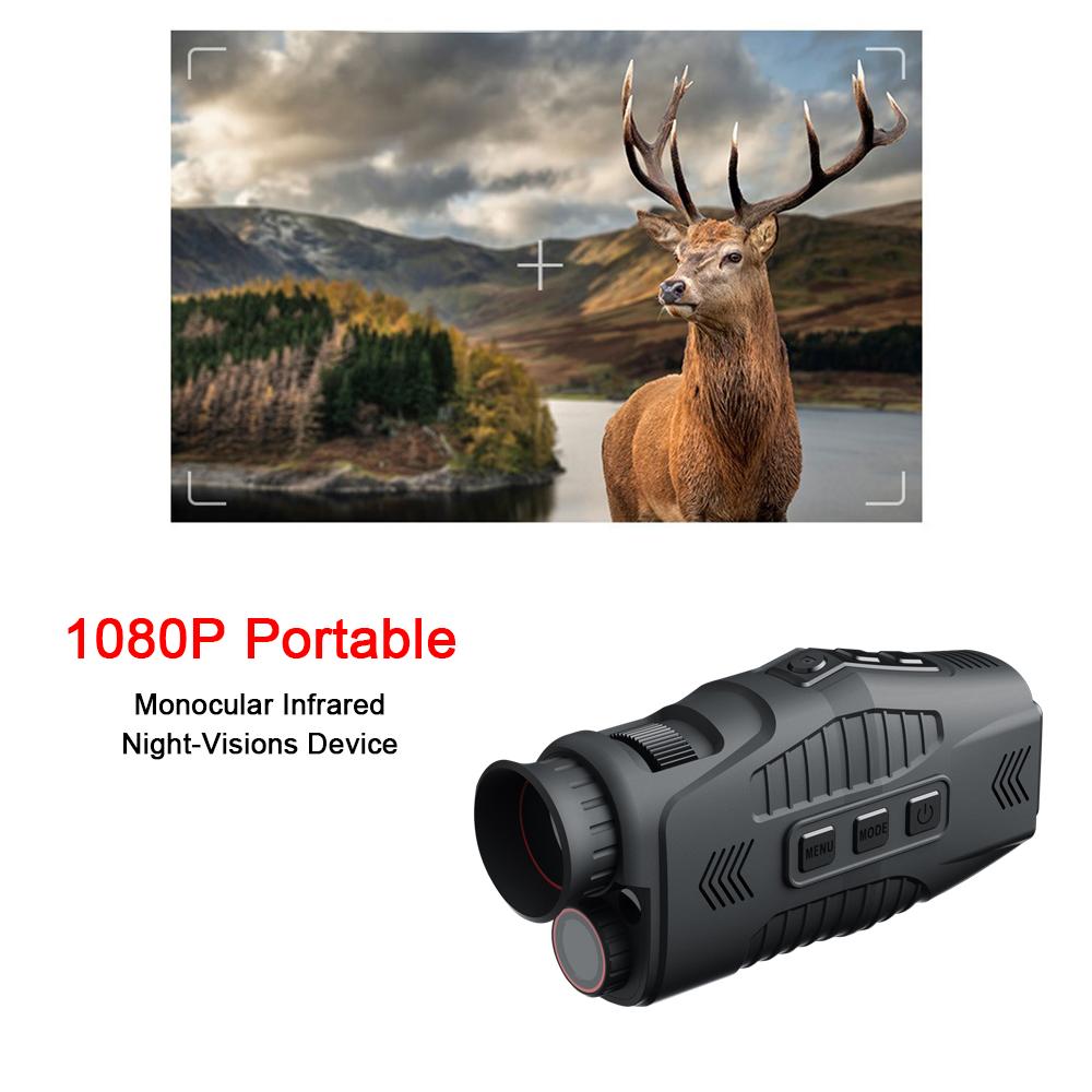 1080P Portable Monocular Infrared Night-Visions Device Day Night Use Photo Video Taking 5X Digital Zoom 300M Full Dark Viewing Distance for Outdoor Hunt Boating Journe