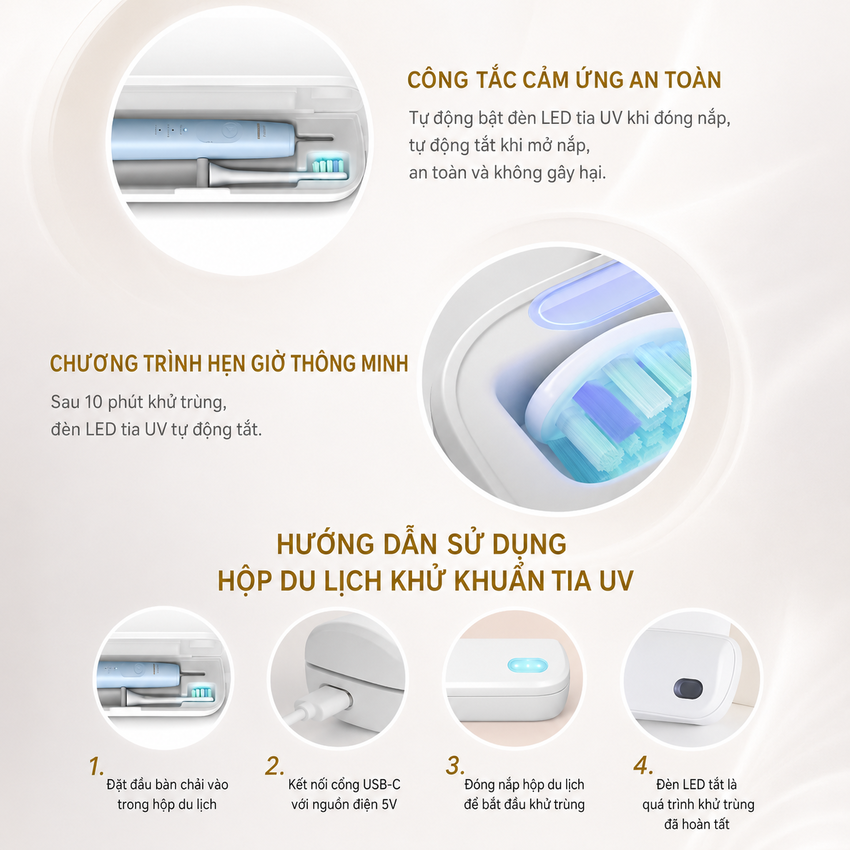 Bàn chải đánh răng điện rhương hiệu Hà Lan cao cấp Philips Sonicare Series 5200 HX3697 - 3 chế độ làm sạch - Hàng chính hãng