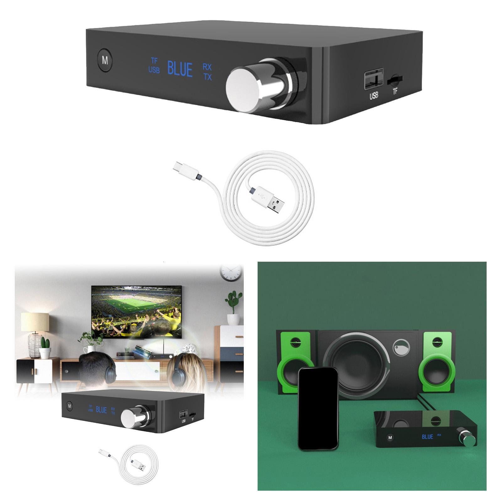 Bluetooth V5.0 Transmitter and Receiver with 3.5mm Jack Adapter for TV Headphones Speaker Car Stereo - Low Latency for HiFi Sound
