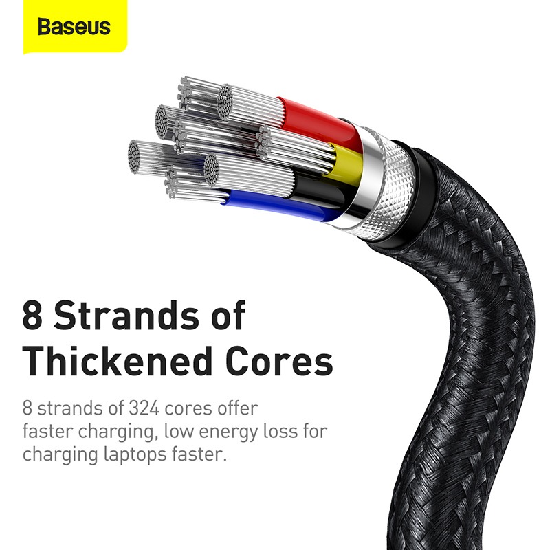 Cáp sạc siêu nhanh 100W Baseus Cafule Series Metal Data Cable Type-C to Type-C - Hàng chính hãng