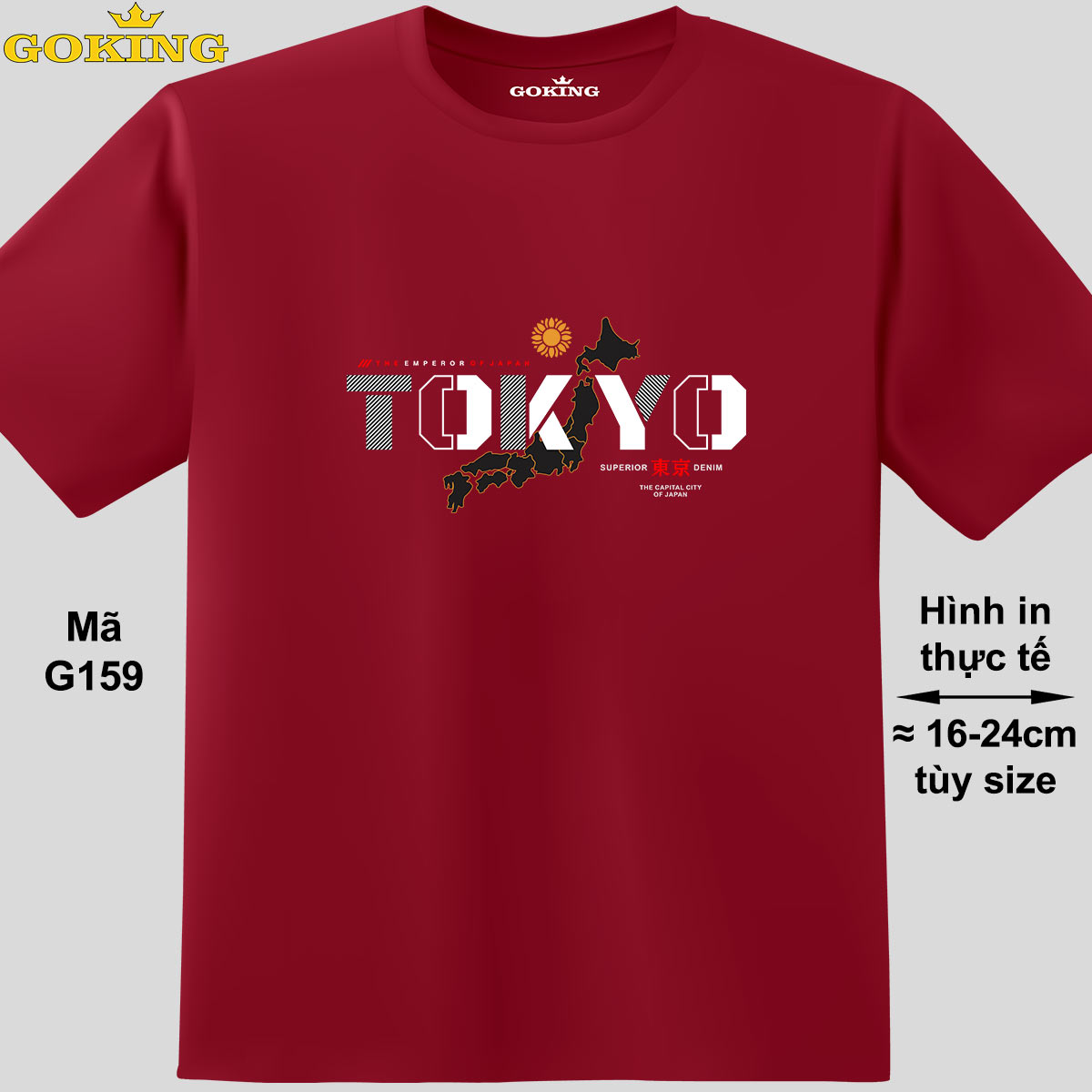 TOKYO, mã G159. Áo thun hàng hiệu GOKING, form unisex cho nam nữ, trẻ em, bé trai gái. Áo phông in hình chữ đẹp. Quà tặng cao cấp cho gia đình, cặp đôi, hội nhóm, doanh nghiệp