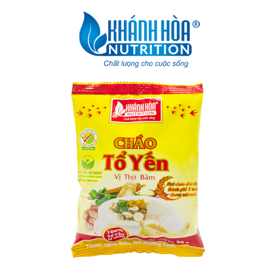 Cháo Tổ Yến Cao Cấp Vị Thịt Bằm - Khánh Hòa Nutrition - Thùng 30 gói  x 50g