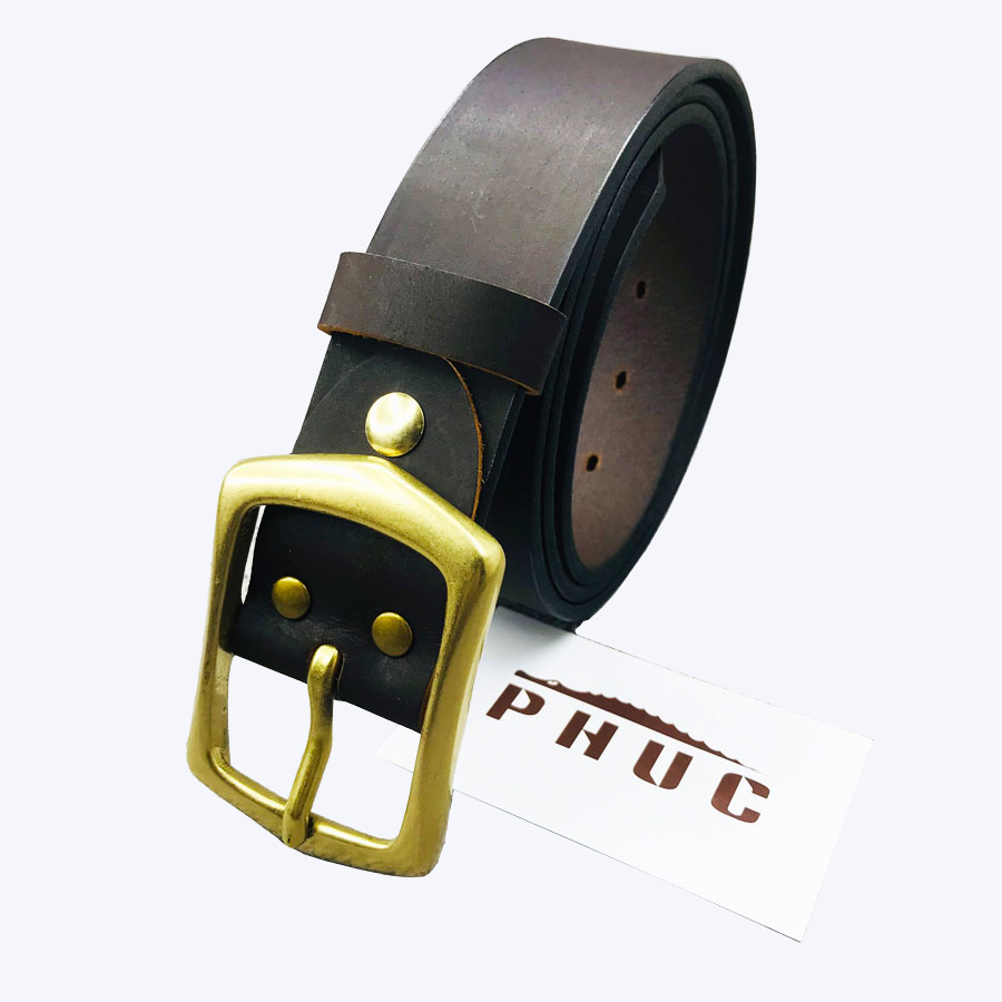 Thắt lưng nam da bò sáp khóa đồng cao cấp PH01, Dây nịt nam da bò sáp cao cấp khóa đồng cao cấp PH01