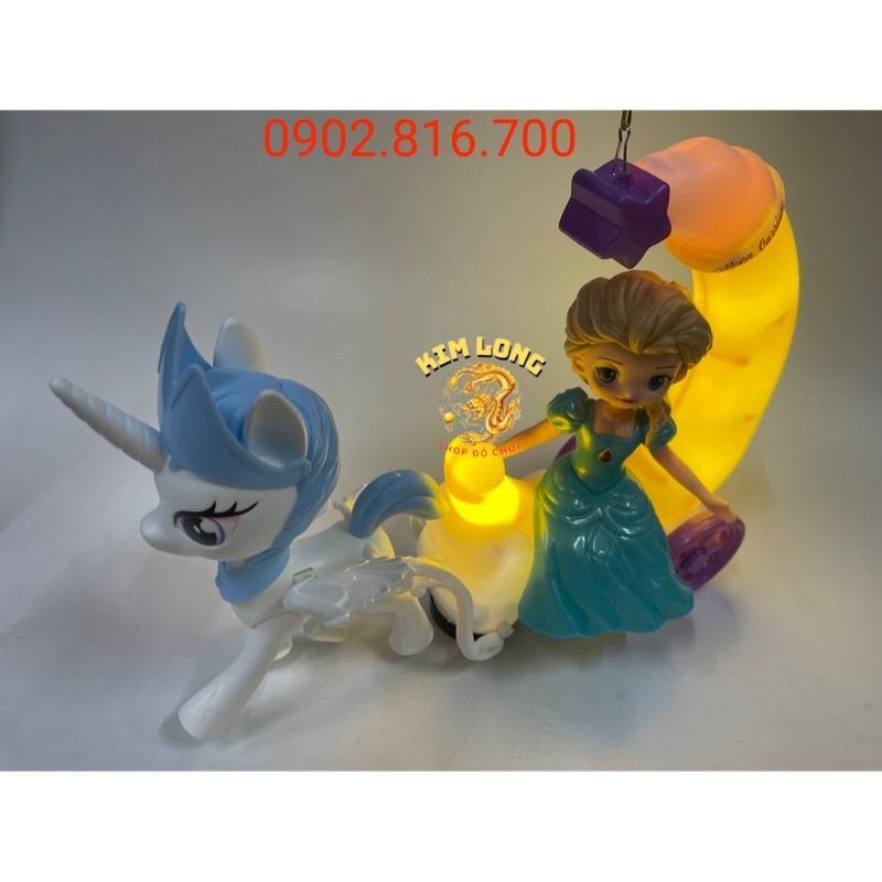 Đồ chơi lồng đèn trung thu cho bé gái hình ELSA NỮ HOÀNG BĂNG GIÁ CƯỠI NGỰA PONY tặng pin nhạc đèn