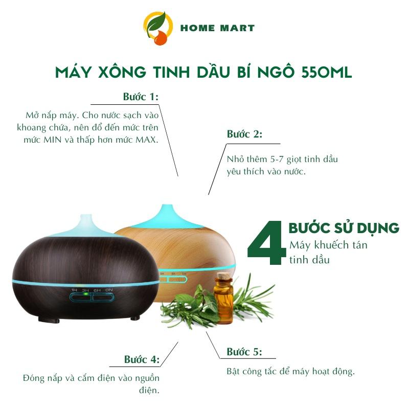 Máy xông tinh dầu, máy khuếch tán tinh dầu bí ngô 550ml phun sương tỏa hương thơm phòng diệt khuẩn đuổi muỗi côn trùng