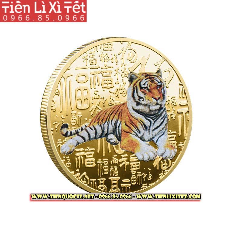 Đồng Xu Lưu Niệm Hình con Hổ - Cọp  do Đài Loan Phát Hành Làm Quà Tặng Tết , Lì Xì Tết Nhâm Dần 2022