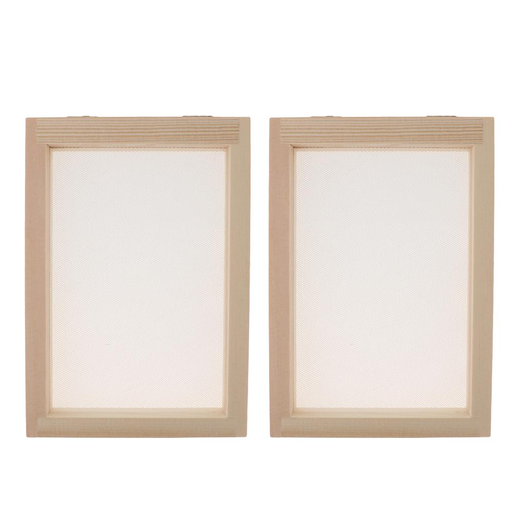 2 Bộ Cổ Làm Giấy Phương Pháp Bằng Gỗ Làm Giấy Thủ Công Papermaking Khuôn Mẫu Khung Màn Hình 6 Inch Cho Tự Làm