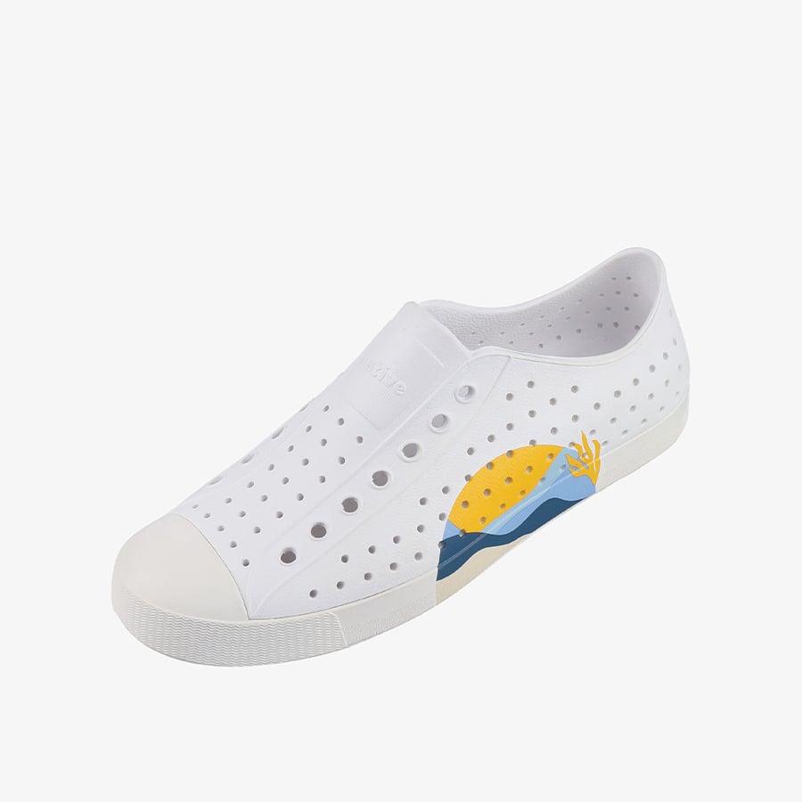 Giày Lười Unisex Native Jefferson Block - Shell White/ Shell White/ Freesia Beach Block - 36