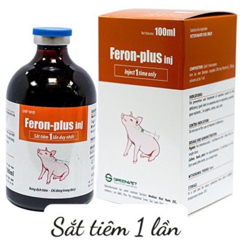 [ THÚ Y ] 1 lọ FERON-Plus sắt tiêm 1 lần Phòng và trị bệnh thiếu máu do thiếu sắt hoặc mất máu ở heo con và bê, nghé, chó mèo