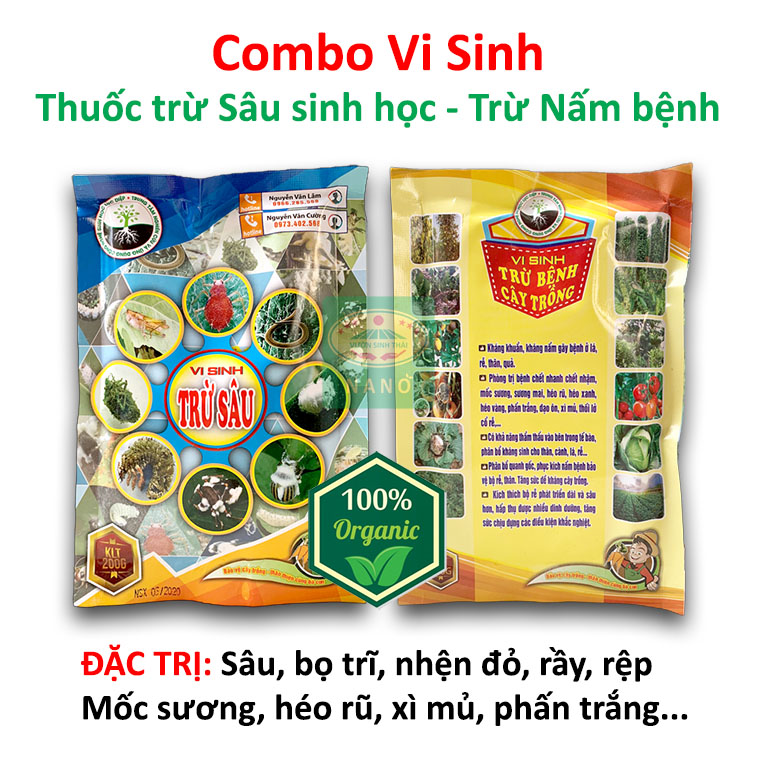 VƯỜN SINH THÁI - Combo vi sinh Thuốc Trừ Sâu Sinh Học và Trừ Nấm Bệnh cây trồng - Với hàng tỷ lợi khuẩn đối kháng - Sản phẩm Sạch - 100% Tự Nhiên