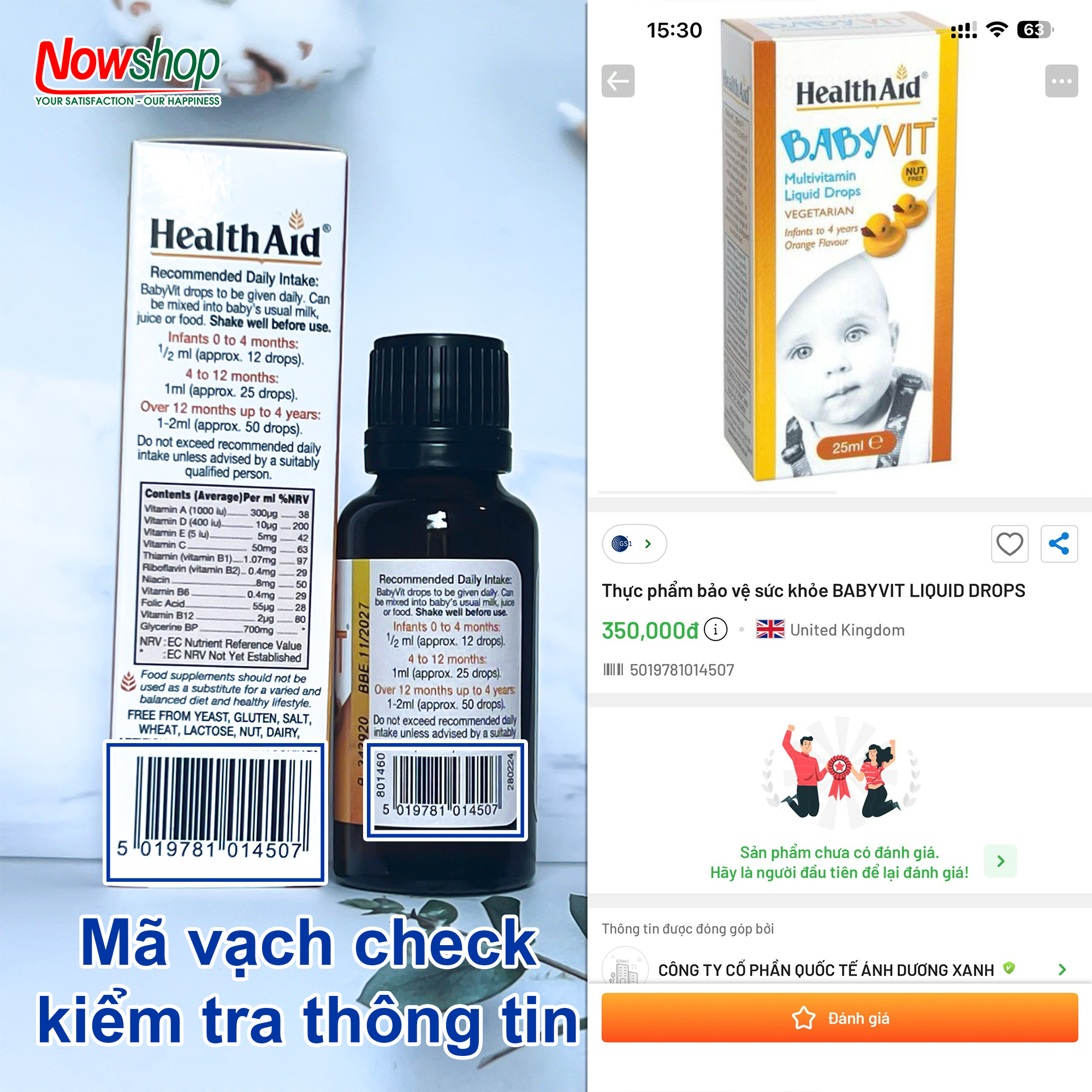Siro Vitamin Tổng Hợp Nhỏ Giọt Tăng Đề Kháng Cho Bé BabyVit HealthAid UK Trẻ Giảm Ốm Vặt Ăn Ngon Ngủ Tốt Hộp 25ml Nhập Khẩu Chính Hãng