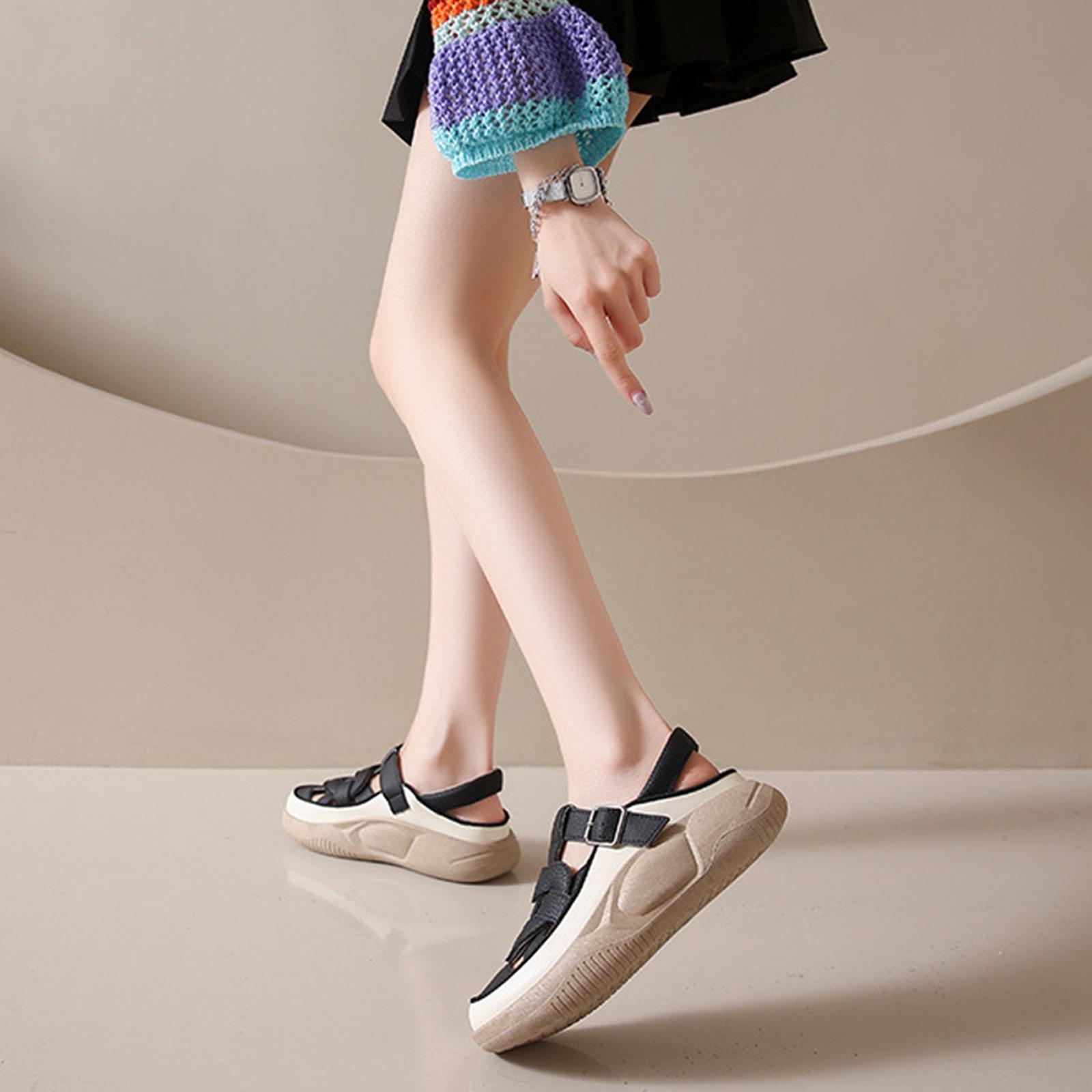 Women's Summer Sandals Hollow Out Closed Toe Sandals Casual Platform Sandals