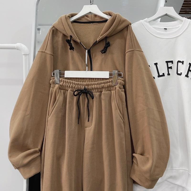 Set đồ nỉ màu nâu ( áo + Quần) unisex ảnh thật bên SSSTore ( nam nữ mặc đều được