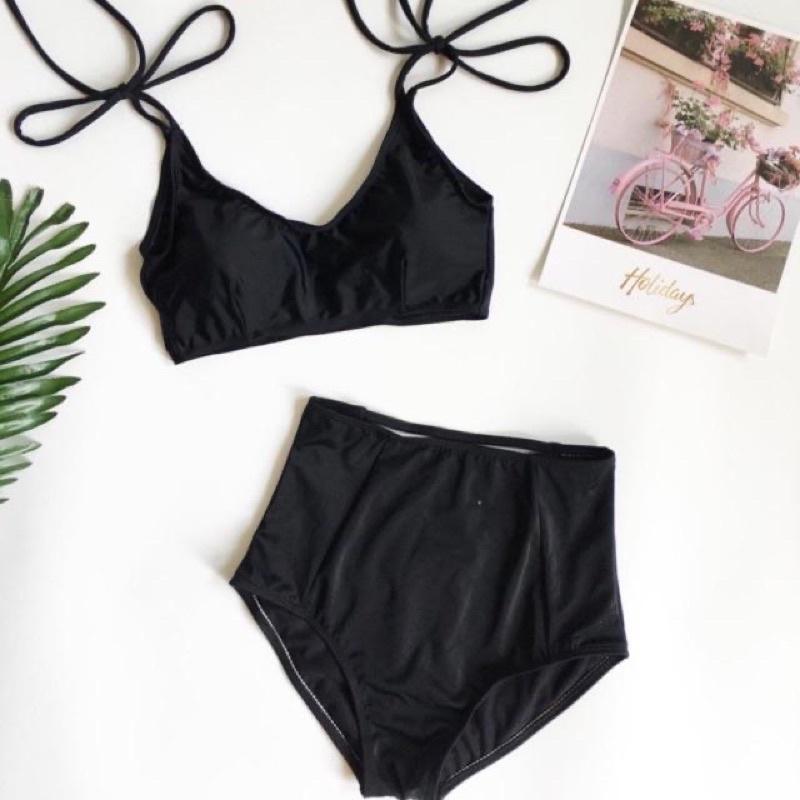 Bikini 2 mảnh cột nơ quần lưng cao che bụng