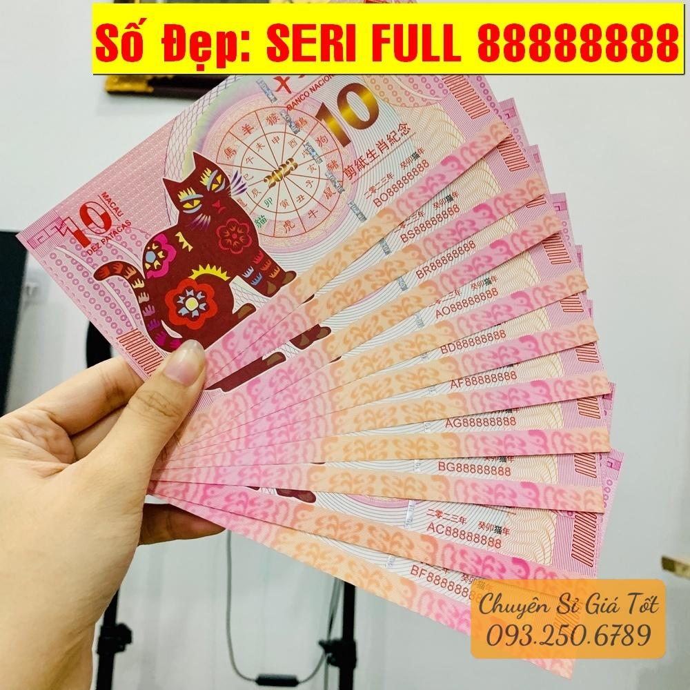 Số VIP 88888888 - Tiền lì xì có hình Mèo 10 Macao lưu niệm bao lì xì 2023 - 1 tờ Số FULL 2222222