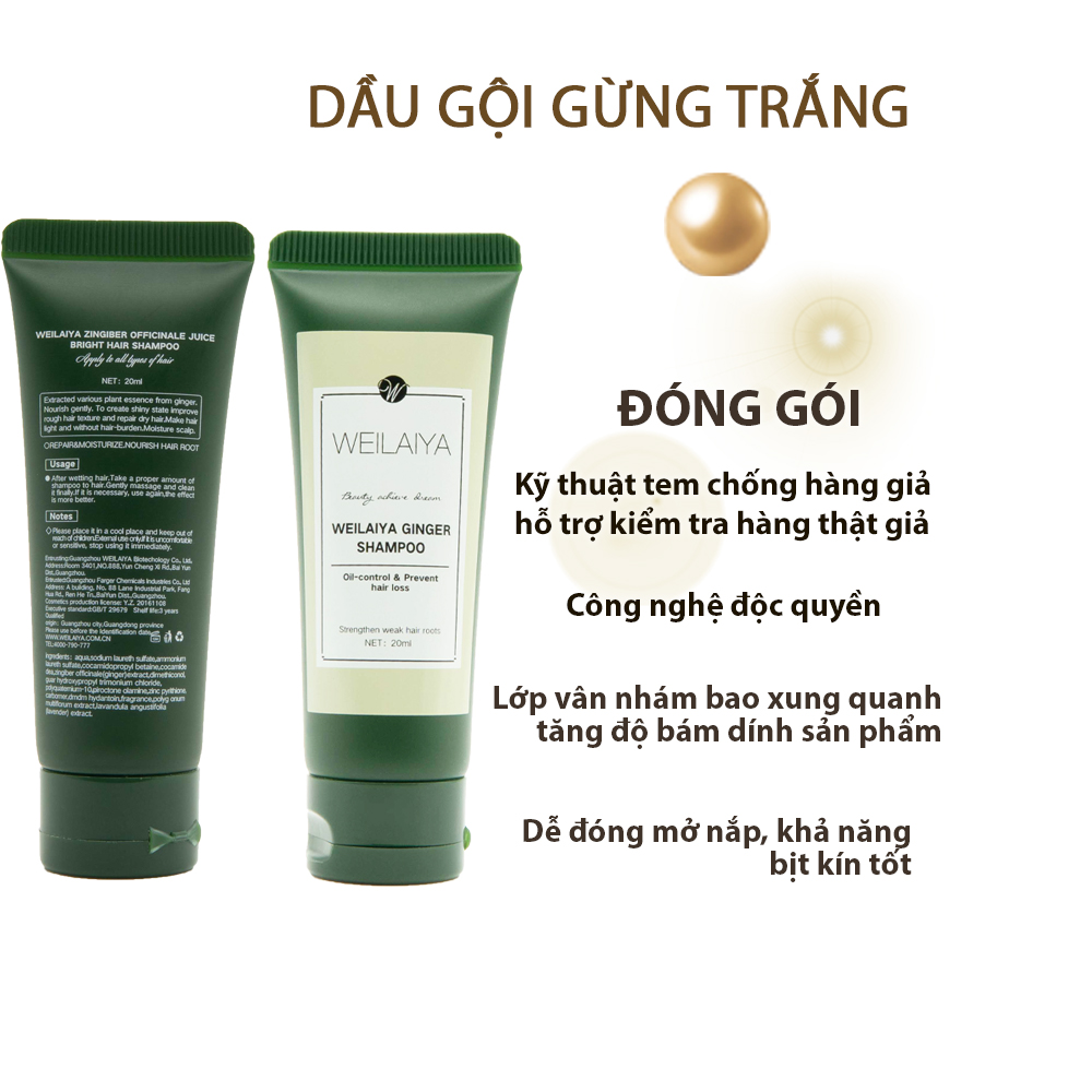 Bộ Dầu Gội Xả Weilaiya Tinh Chất Gừng, Hà Thủ Ô Cao Cấp Ngăn Rụng Tóc, Dưỡng Tóc Giúp Mọc Tóc(Bản 20ml)- Sản phẩm chính hãng