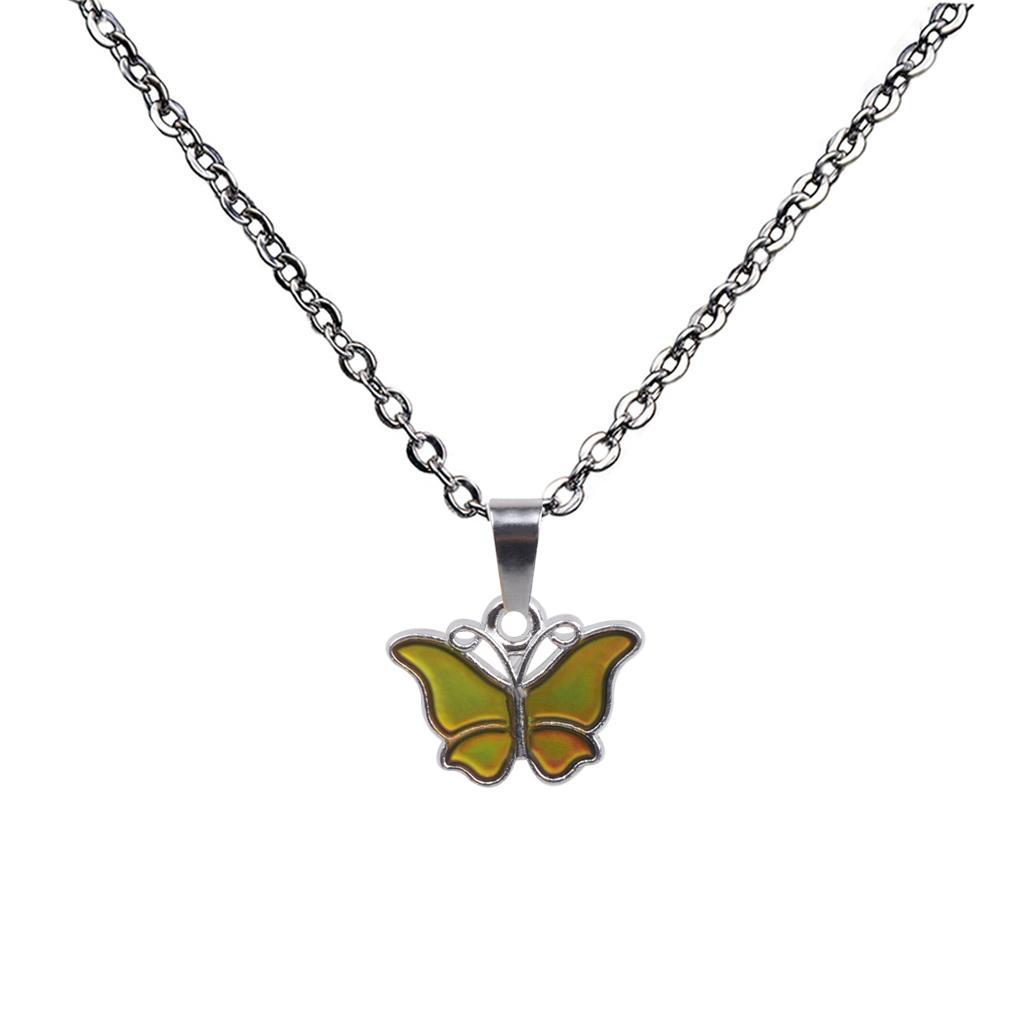 2 Pieces Butterfly Pendant Color Change Emotion Mood Pendant Necklace