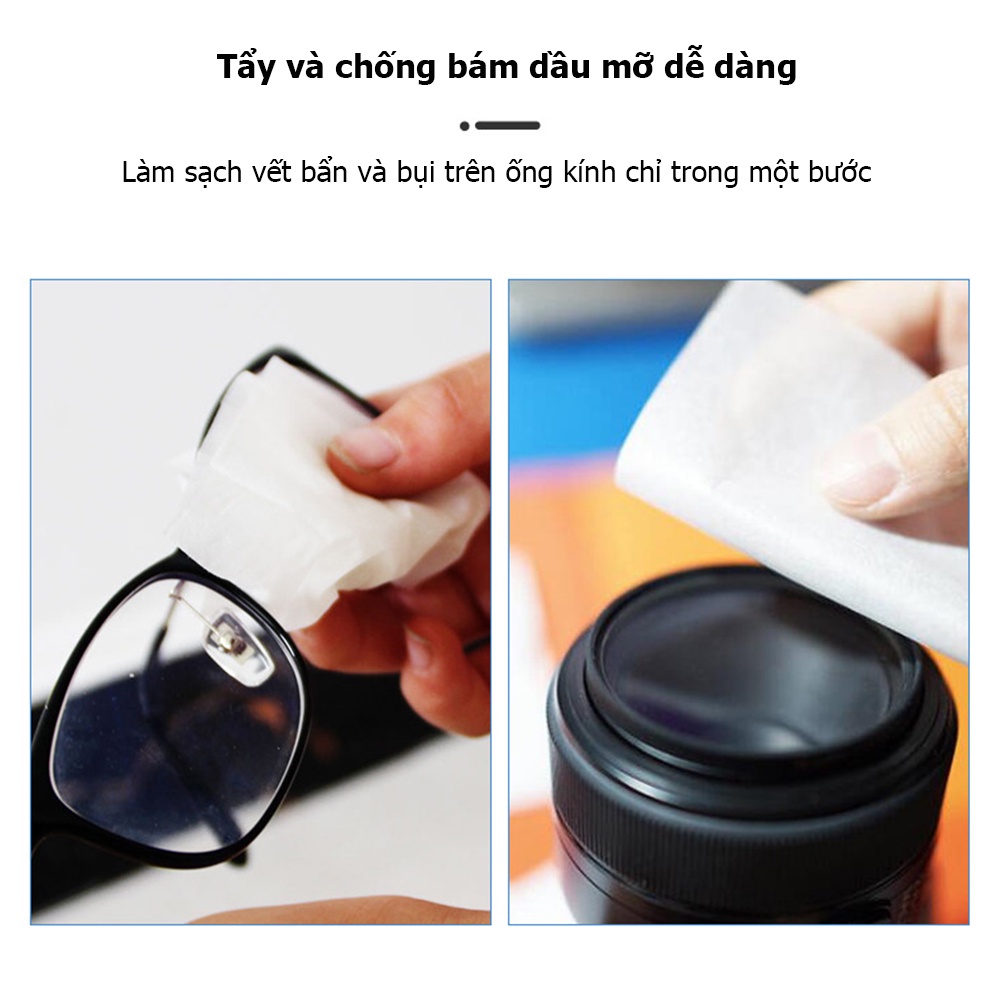 Hình ảnh [Hộp 100 Miếng] Khăn Lau Kính Nano, Khăn Giấy Chống Bám Hơi Nước, Giấy Lau Kính Chống Mờ Sương, Mồ Hôi