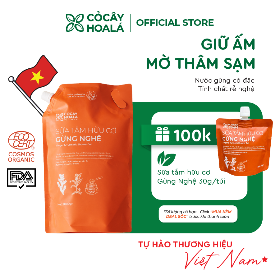 Sữa Tắm Thảo Dược Cỏ Cây Hoa Lá Gừng Nghệ Giữ Ấm Cơ Thể, Phòng Cảm Tránh Gió 1000gr