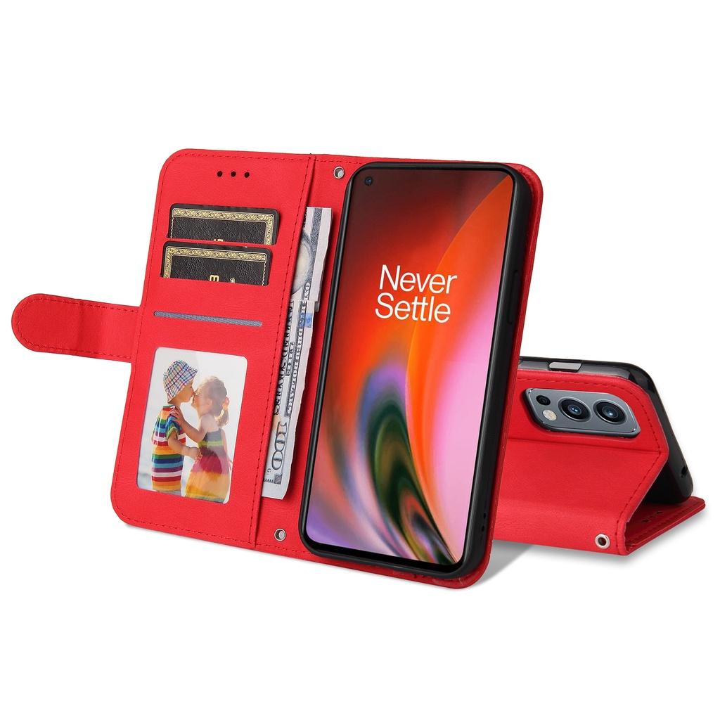 Ốp điện thoại dạng ví da lật có ngăn đựng thẻ và dây đeo cho OnePlus Nord 2 N200 5G Nord CE 5G