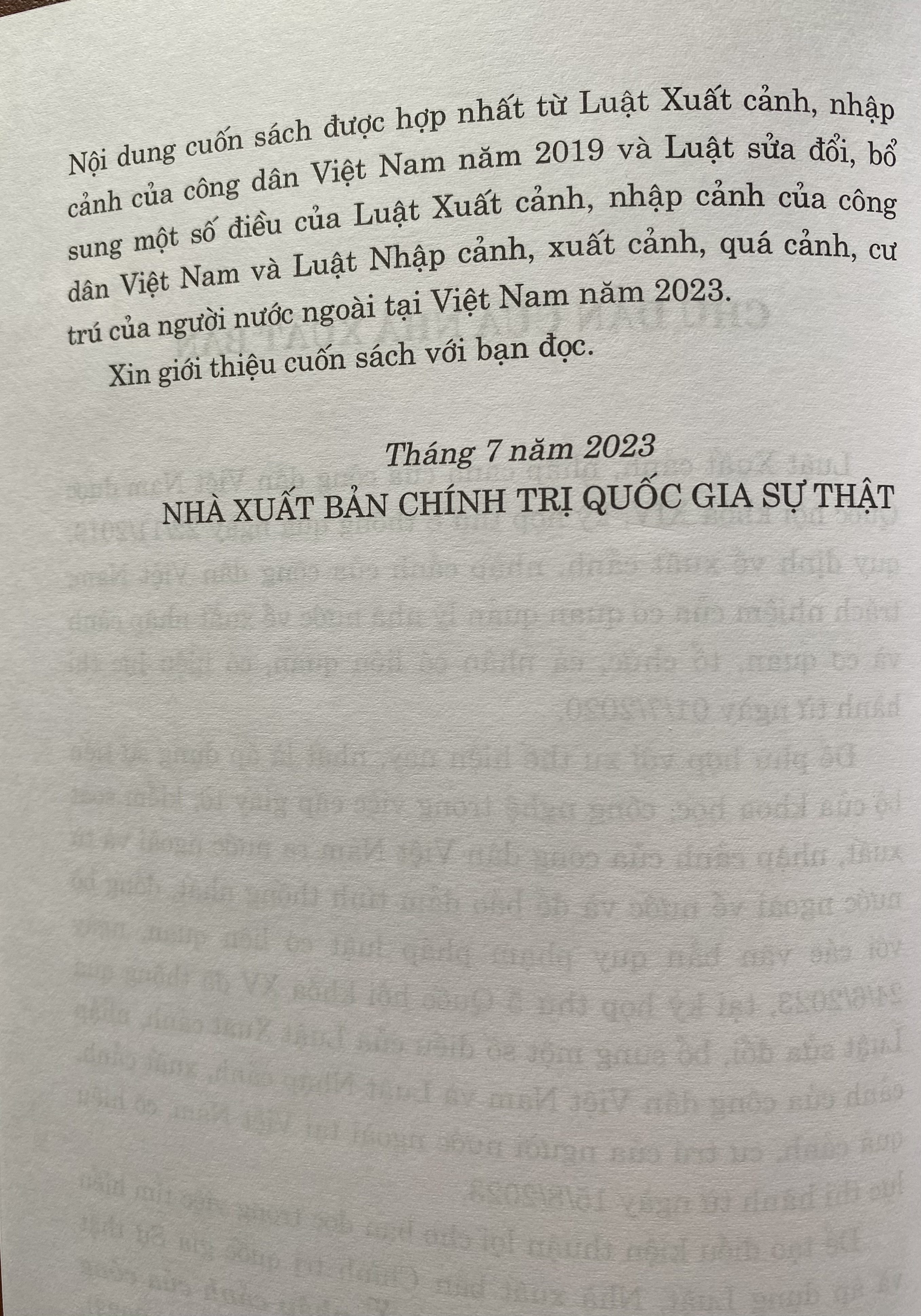 Luật xuất cảnh, nhập cảnh của công dân Việt Nam (hiện hành) (sửa đổi, bổ sung năm 2023)