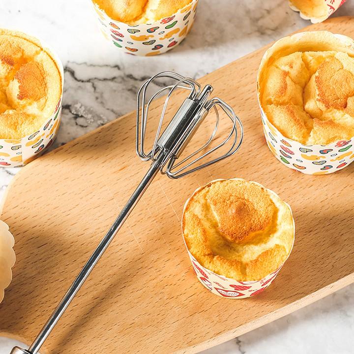 Dụng cụ đánh trứng bằng thép không gỉ có trục xoay