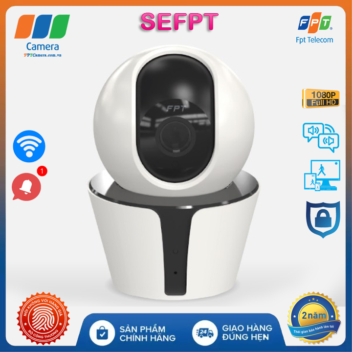 Camera FPT SE – Camera Wifi HD Tích Hợp AI Đàm Thoại 2 Chiều Dùng Thẻ Nhớ Xoay Ngang 355 độ - Xoay dọc 100 độ