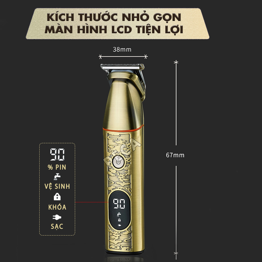 Tông đơ đa năng 5in1 Kemei KM-5859 chuyên cắt tóc, chấn viền, cạo râu, tỉa lông mũi, cạo lông sạc nhanh có đế sạc - Hàng chính hãng