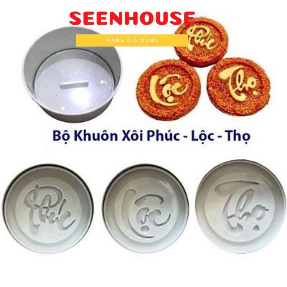 Bộ Khuôn Làm Xôi Phúc Lộc Thọ 5 Chi Tiết Bằng Chất Liệu Nhựa Chịu Nhiệt, Khuôn Làm Bánh Phúc Lộc Thọ