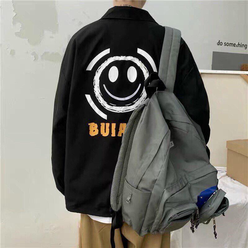 Áo Khoác Dù BOMBER GMOYD Varsity Mặt Cười Unisex Form Rộng Nam Nữ Ulzzang