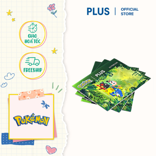 Lốc 10 cuốn tập học sinh Pokemon PLUS - 96 Trang (5 ô ly