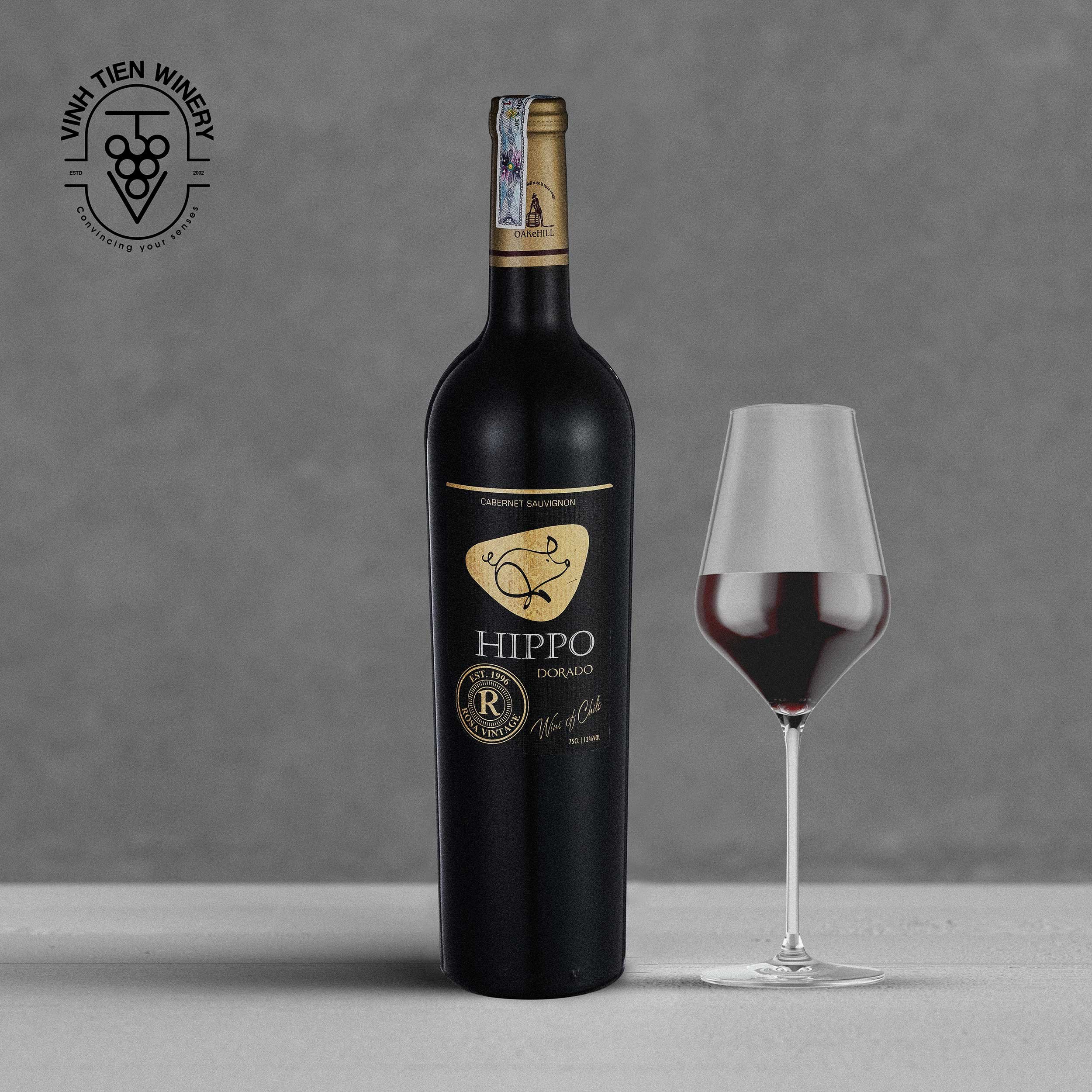 Rượu Vang Đỏ Hippo Dorado Nhập Khẩu Chile 13% vol - Chai 750ml.