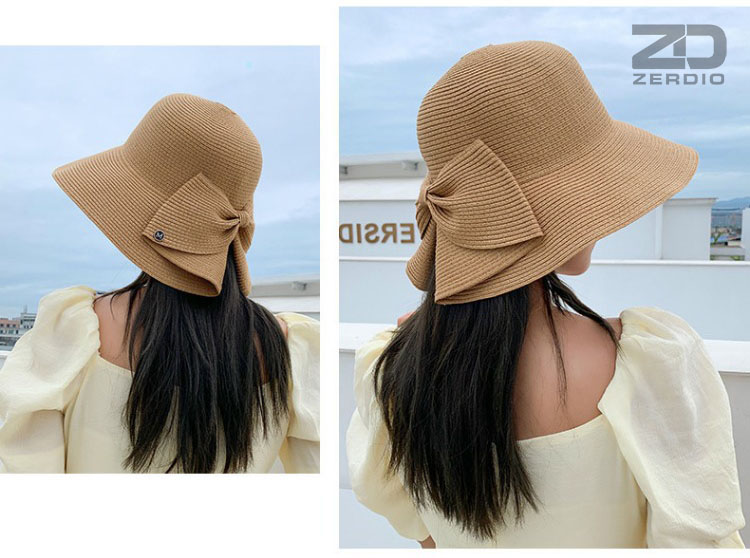 Mũ Cói Đi Biển Nữ, Nón Rơm Rộng Vành Phong Cách Hàn Quốc MCDBN02