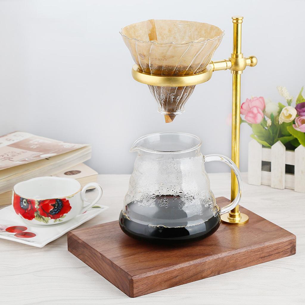 Wood &Copper Manual Pour Over Drip Coffee Filter Dripper Cup Holder Stand