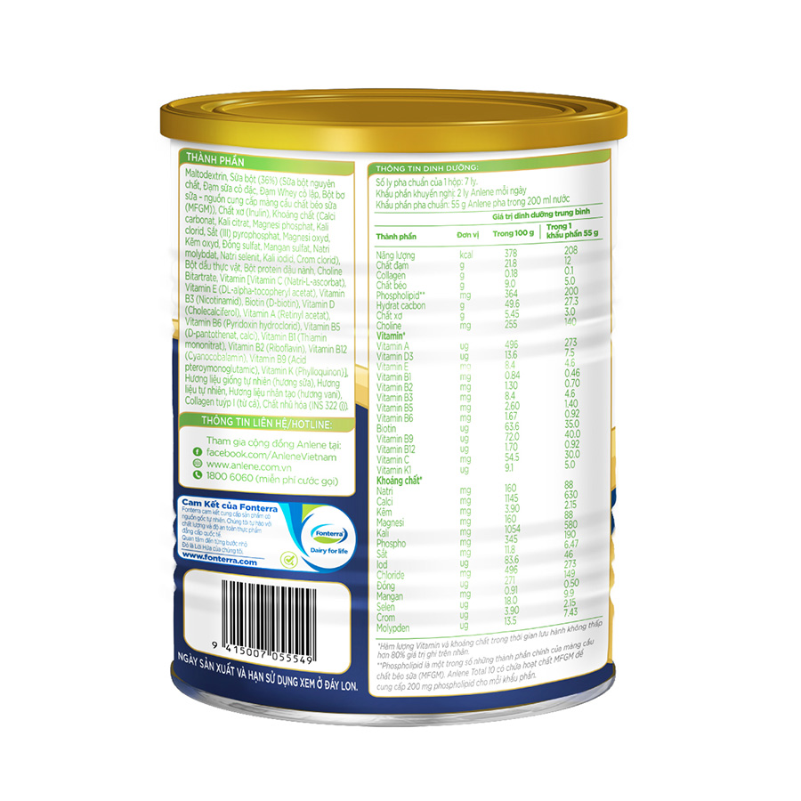 Sữa bột bổ sung dinh dưỡng Anlene Total 10 lon 400g