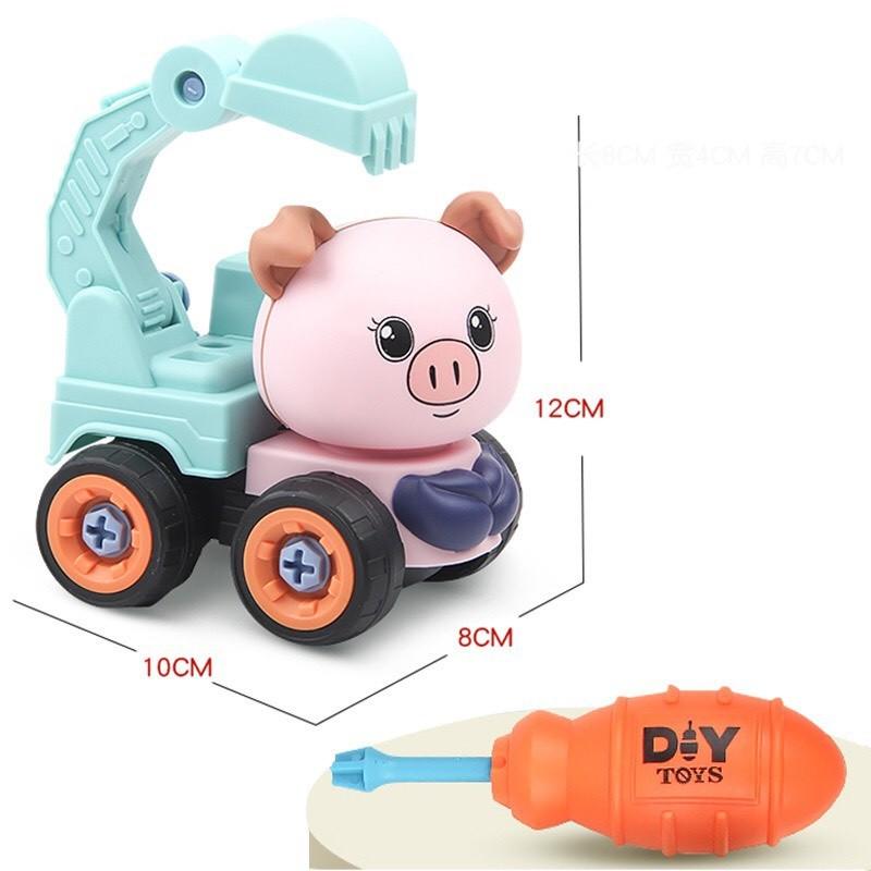 đồ chơi mô hình oto công trình xây dựng set 4 cute , cần cẩu, máy xúc... cho trẻ em, cho bé thoả sức sáng tạo