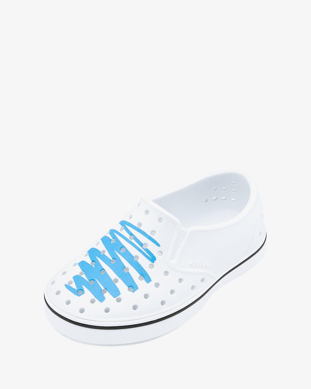 Giày Lười Trẻ Em NATIVE Miles Print Child - Shell White/ Shell White/ Itty Bitty Blue Scribble - 27