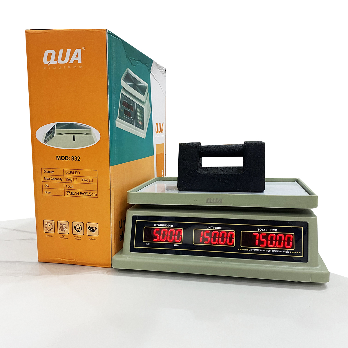 Cân điện tử tính tiền 30kg QUA 832 – Chống nước tuyệt đối 100%
