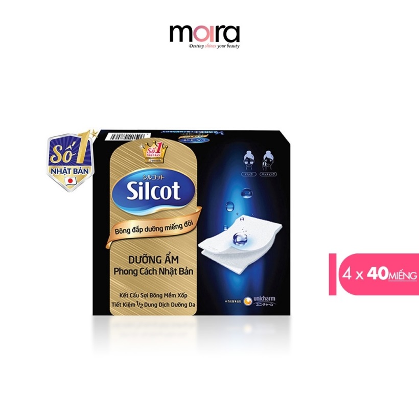 Bộ 4 hộp Bông đắp dưỡng Silcot miếng đôi tiện dụng 40 miếng/hộp