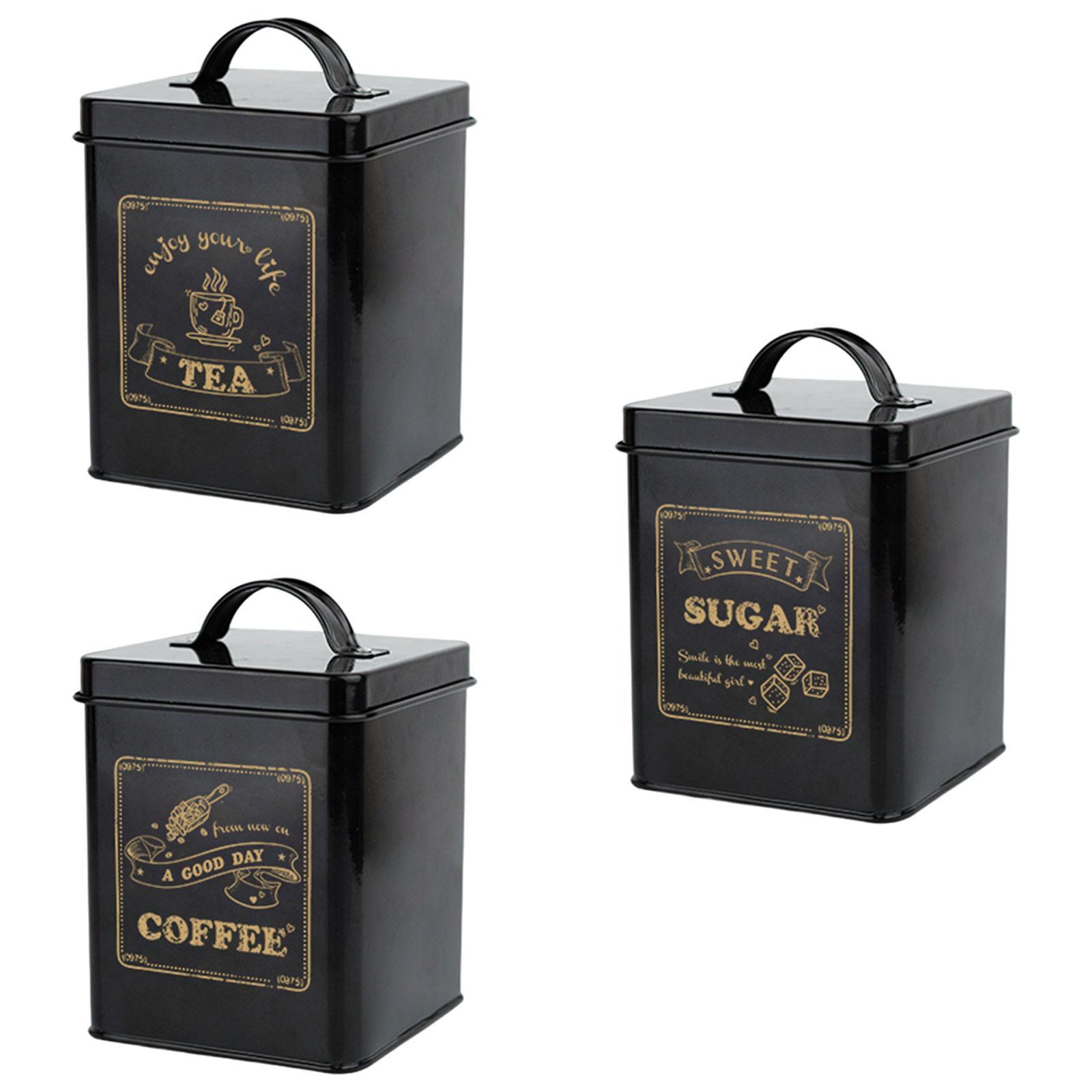 3 Pieces Kitchen Counter Canister Set Food Jars 1.5L Stylish Kitchen Utensils Vintage Canisters Rustic Decors for Bedroom Kitchen Cafe Office