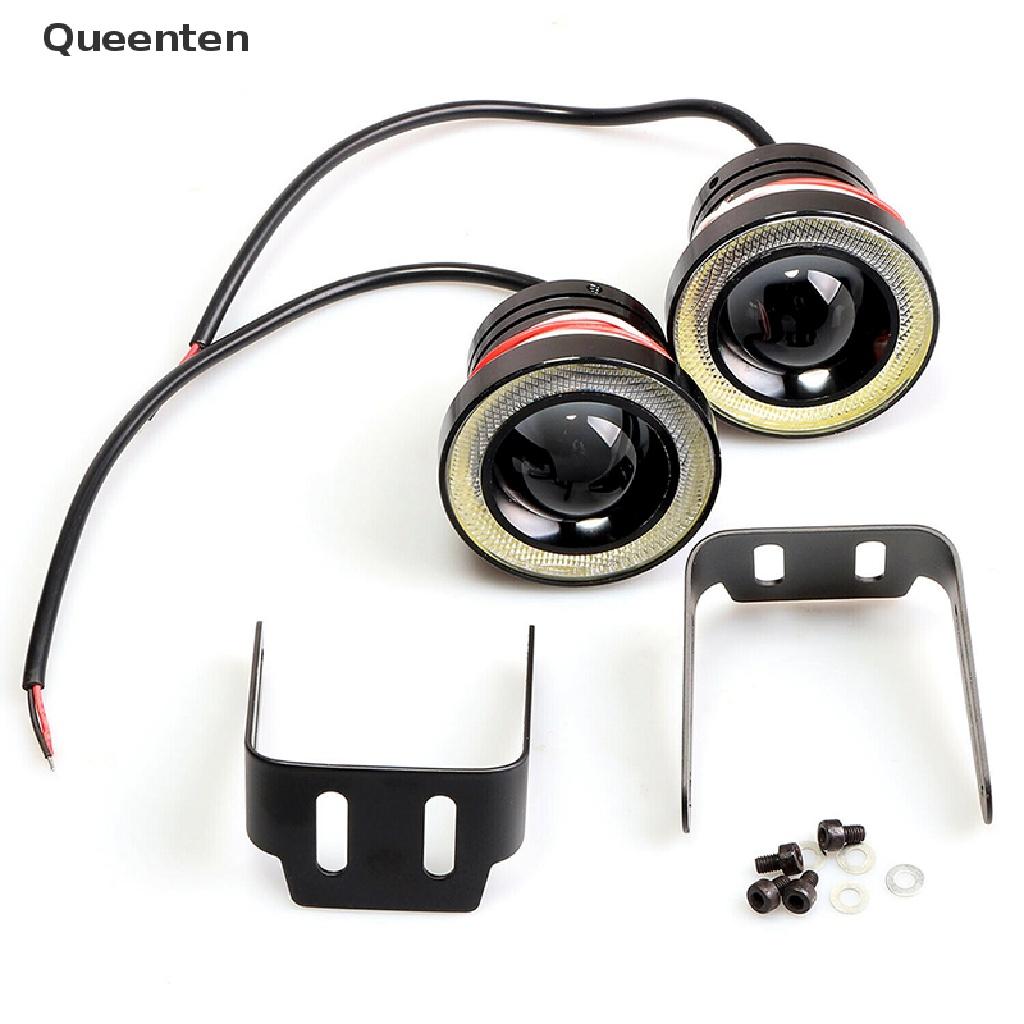 Queenten 2.5'' 15W Car White COB LED Projector Angel Eyes Blue Ring DRL Fog Light Lamp  QT