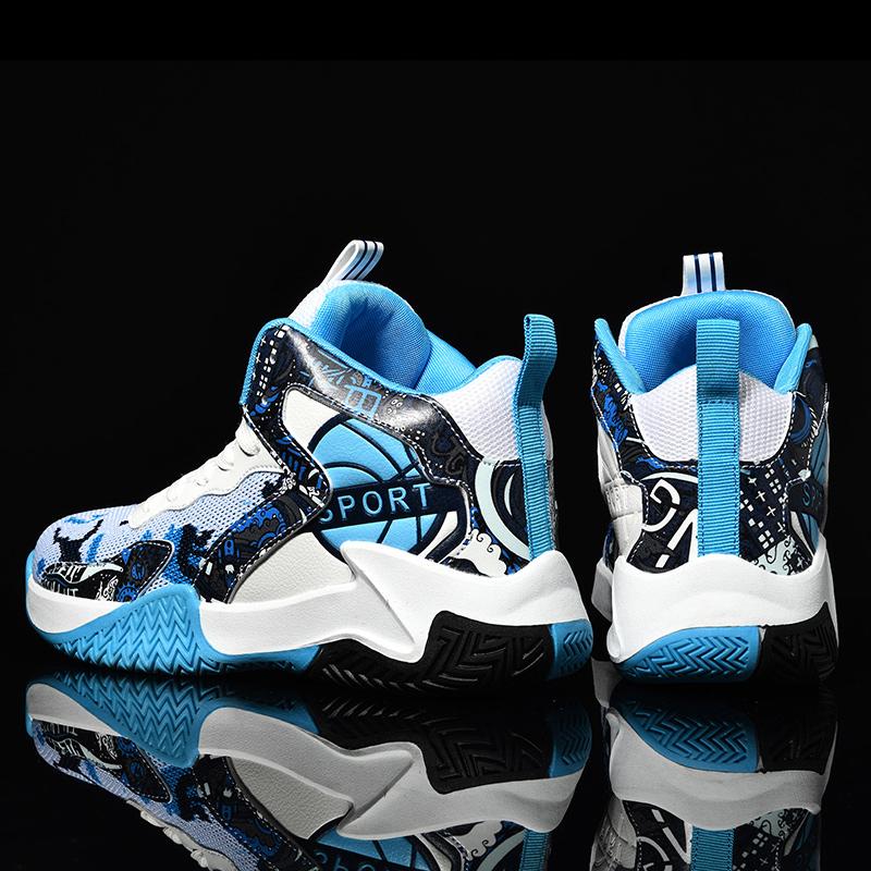 Giày bóng rổ trẻ em giày thể thao chống trượt 2022 Giày bóng rổ trẻ mới. Color: White sapphire blue Shoe Size: 36