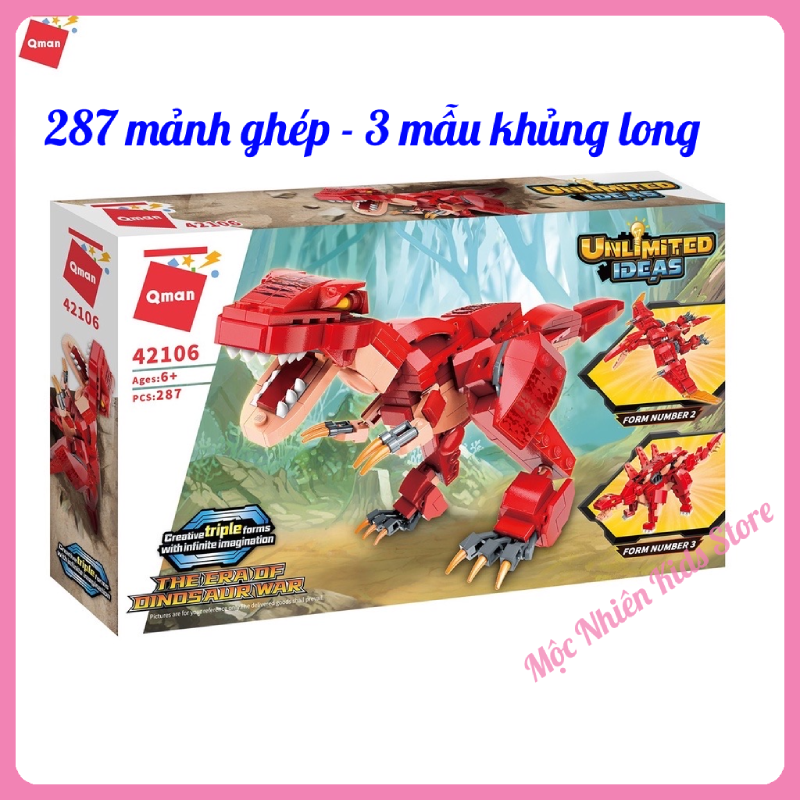 Đồ Chơi Lắp Ráp Kiểu Lego Qman 42106 Khủng Long Biến Đổi (287 Mảnh Ghép) Dành Cho Bé Trai Trên 6 Tuổi